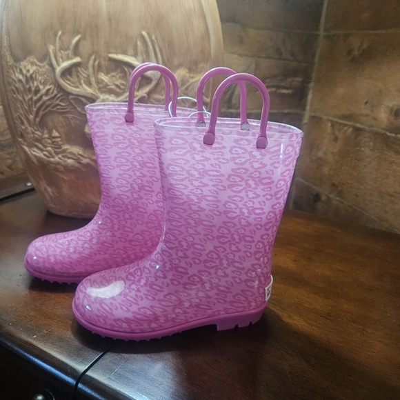 Kids London Fog Pink Patterned Rain Boots - Picture 1 of 11